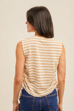 Load image into Gallery viewer, Side Ruched Muscle Stripe Knit Top
