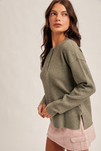 Load image into Gallery viewer, Waffle Sweater Henley Button Up