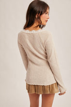 Load image into Gallery viewer, Lace Trimmed Henley Top
