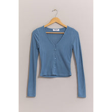 Load image into Gallery viewer, Brushed Ribbed Button-Front Top
