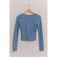 Load image into Gallery viewer, Brushed Ribbed Button-Front Top