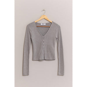 Brushed Ribbed Button-Front Top