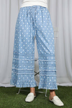 Load image into Gallery viewer, Polka Dot Flared Ruffle Cotton Crop Denim