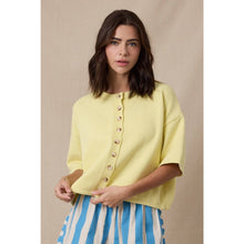 Load image into Gallery viewer, Button-Up Short Sleeve Sweater