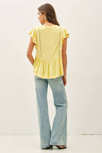 Load image into Gallery viewer, Tie Front Ruffle Sleeve Top