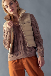 Strip Quilted Puffer Vest