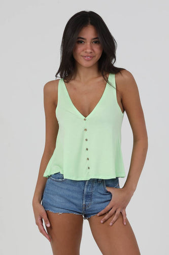 Women’s button tank top, open back