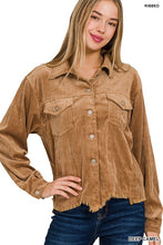 Load image into Gallery viewer, Distressed Corduroy Frayed Hem Jacket