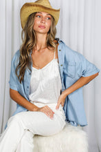 Load image into Gallery viewer, Oversized Button Up Chambray Shirt