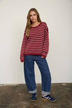 Load image into Gallery viewer, Burgundy Striped Sweater