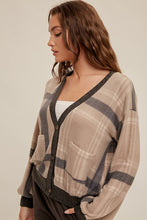 Load image into Gallery viewer, Brushed Plaid Knit Cardigan