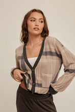 Load image into Gallery viewer, Brushed Plaid Knit Cardigan