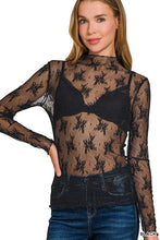 Load image into Gallery viewer, Sheer Mesh Floral Lace Top