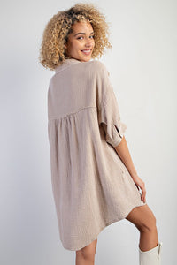 Gauze Button Down Shirt Dress