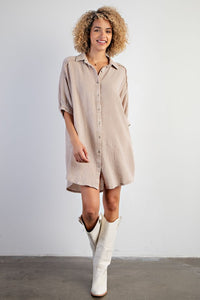 Gauze Button Down Shirt Dress