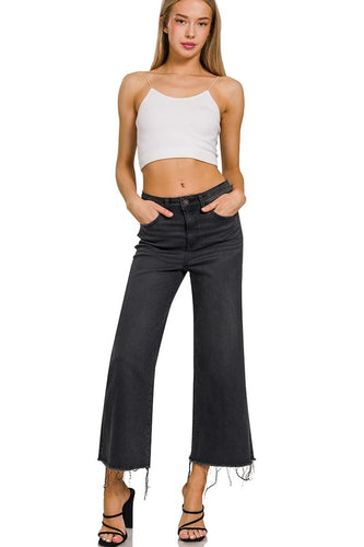 High-Rise Black Crop Jeans