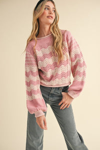 Wavy Striped Knit Sweater