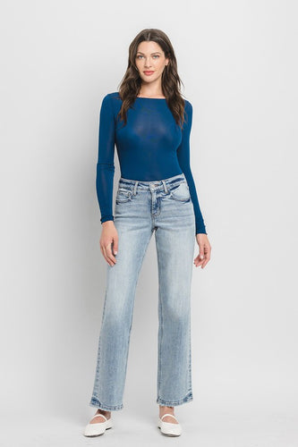 Tummy Control Mid Rise Slim Wide Jeans