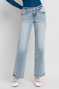 Tummy Control Mid Rise Slim Wide Jeans