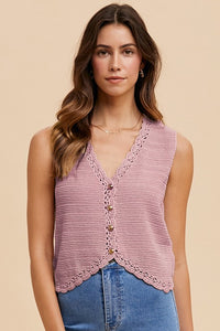 Crochet Button Vest