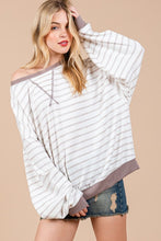 Load image into Gallery viewer, Striped Knit Drop Shoulder Sweater