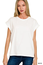 Load image into Gallery viewer, Cotton Rolled Sleeve Basic Tee