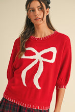 Load image into Gallery viewer, Bow Blanket Stitch Detail Sweater Top