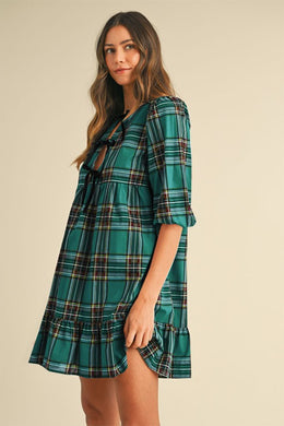Christmas Plaid Babydoll Dress