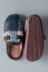 Fuzzy Plaid Mule Slippers