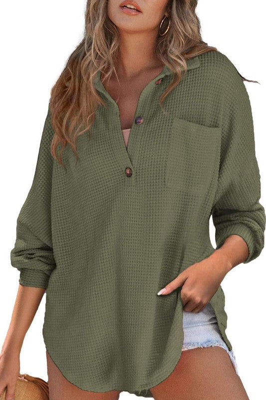 Thermal Waffle 3/4 Button Top