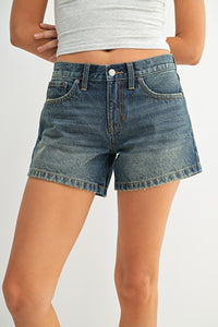 Mid Rise Baggy Vintage Denim Shorts
