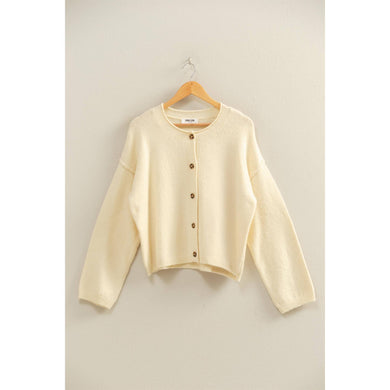 Relaxed Fit Button-Down Cardigan Sweater