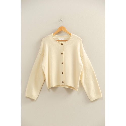 Relaxed Fit Button-Down Cardigan Sweater