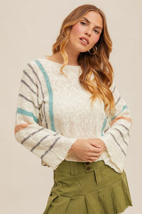 Stripe Bell Sleeve Sweater