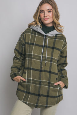 Plaid Shacket w/ Hoodie