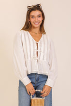 Load image into Gallery viewer, White Front Tie Peplum Top
