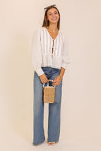 Load image into Gallery viewer, White Front Tie Peplum Top