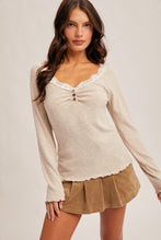 Load image into Gallery viewer, Lace Trimmed Henley Top