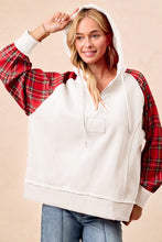 Load image into Gallery viewer, Quarter Zip Plaid Hoodie