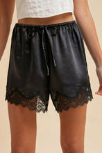Load image into Gallery viewer, Lace Trim Satin Short