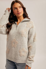 Load image into Gallery viewer, Floral Half Zip Sweater