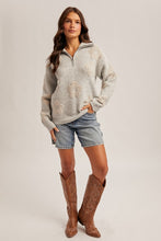 Load image into Gallery viewer, Floral Half Zip Sweater