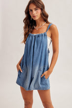 Load image into Gallery viewer, Tie Back Denim Romper