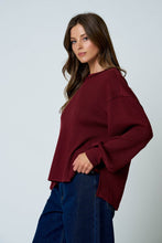 Load image into Gallery viewer, Burgundy Balloon Sleeve Knit Top