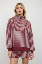 Load image into Gallery viewer, Burgundy Striped Half Zip