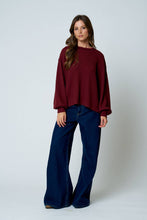 Load image into Gallery viewer, Burgundy Balloon Sleeve Knit Top