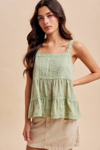Load image into Gallery viewer, Pintucked Lace Tank