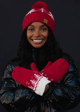 Load image into Gallery viewer, Red w/ White Trees Pom Hat