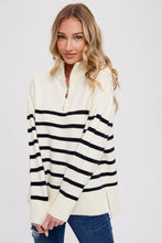 Load image into Gallery viewer, Quarter Zip Striped Sweater