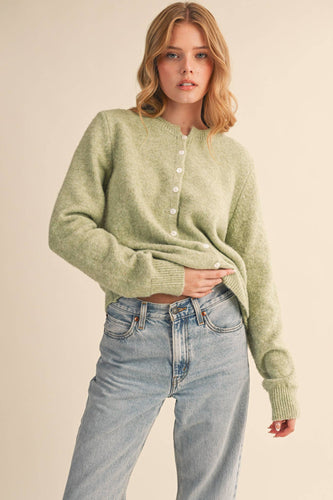 Marled Knit Sweater Cardigan